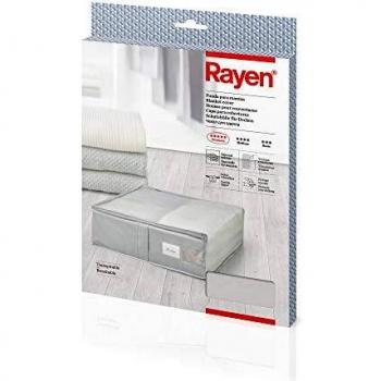 Rayen - Funda de tela para ropa con cremallera, rejilla transpirable, plegable y resistente, 55 x 65 x 20 cm, Gris Claro/Translúcido