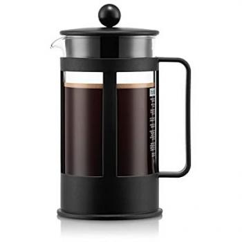 Cafetera de Émbolo Bodum Kenya 1 L, Acero Inoxidable, Vidrio de Borosilicato, Plástico, Color Negro