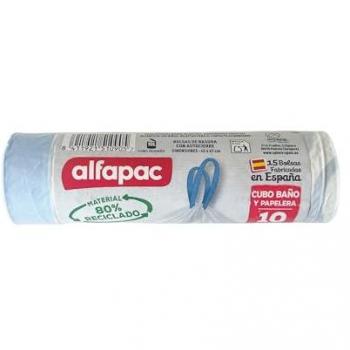 ALFAPAC Bolsas de basura autocierre ultra resistentes 15 unidades 10L 45x47cm triple capa antigoteo