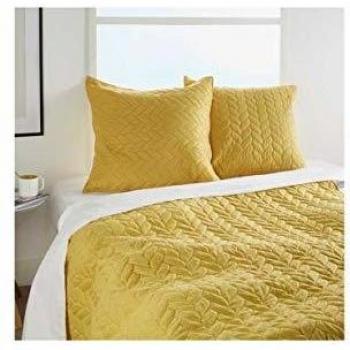 Colcha Tressé Amarillo Mostaza + 2 Fundas de Almohada - 260 x 240 cm