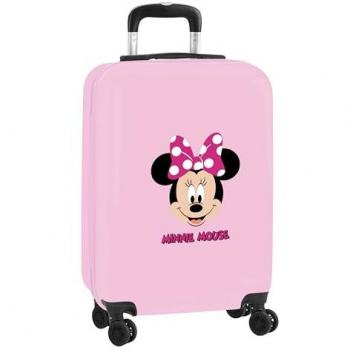 Trolley cabina 20 Safta Minnie Mouse Me Time, interior forrado y organizado con bolsillo de red y panel separador, cintas elásticas para sujetar el equipaje, asa de mano flexible y ruedas dobles giratorias