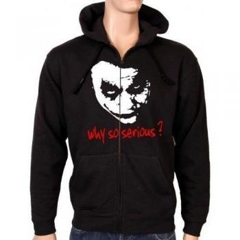 Coole-Fun-T-Shirts - Sudadera con capucha y cremallera para hombre, diseño con texto Why So Serious? negro negro Talla:XXL