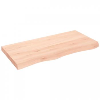 Estante de pared de madera maciza de roble sin tratar 100x50x(2-6) cm