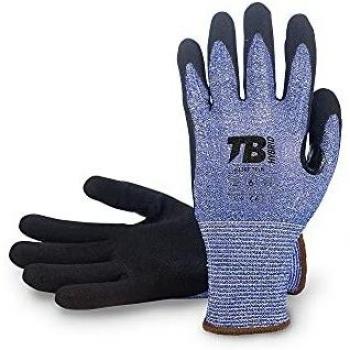 TB Guante de Trabajo TB 413RF TFLN | Guante para Trabajos que Producen Abrasión por Piezas Cortantes. Soporte HDPC, Fibra de Vidrio, Recubrimiento Nitrilo. Color Azul - 1 Par - Talla 10