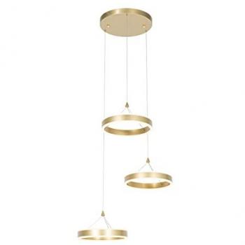 Lámpara colgante redonda de latón con LED regulable en 3 niveles y 3 luces - Lyani