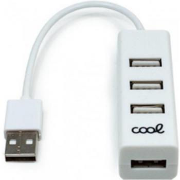 Cool Hub USB 2.0 de 4 Puertos con Adaptador Universal Blanco