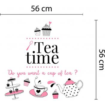 Wallflexi Pegatinas de Pared Tea Time Pared Arte murales extraíble Adhesivo calcomanías Nursery Kindergarden habitación de los niños Restaurante Cafe Hotel Oficina decoración del hogar, Multicolor