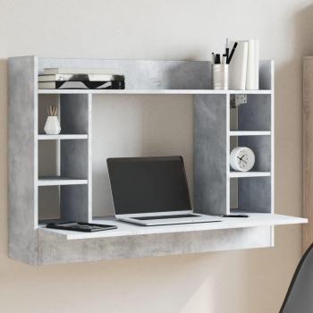 Escritorio de pared de madera ingeniería gris hormigón 105x48x75cm