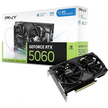 Tarjeta gráfica PNY GeForce RTX 5060 OC Dual Fan 8GB GDDR7, DLSS 4, 3x DisplayPort, 1x HDMI 2.1