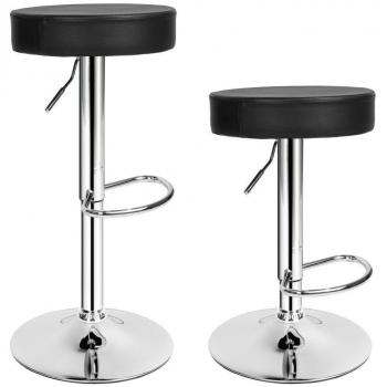 Taburetes de bar cuero sintético Sebastián - Giro de 360° y ajustable en altura, Pie y base de acero cromado, Altura del asiento: aprox. 63-83,5 cm, Peso: aprox