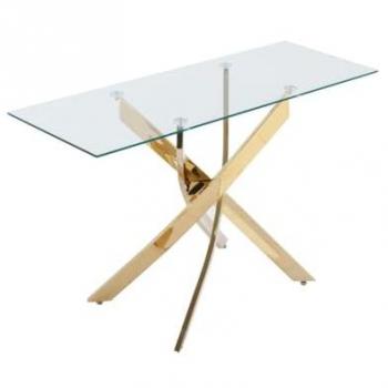Consola de Vidrio Templado y Metal Dorado Transparente - COSIMA - 120x44.5x73 cm