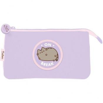 Estuche Escolar Triple Pusheen Moments Lila con 3 Compartimentos Kawaii