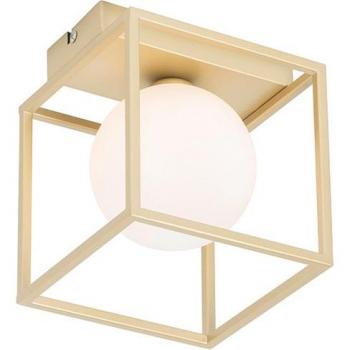Lámpara de techo diseño dorado y blanco, acero/vidrio, adecuada para LED, 1 x 40W - ANIEK