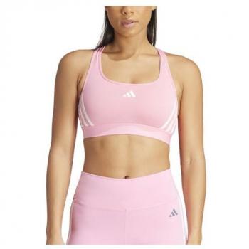 Sujetador Deportivo Powerreact Medium Soporte con 3 Rayas para Mujer - Rosa, Blanco
