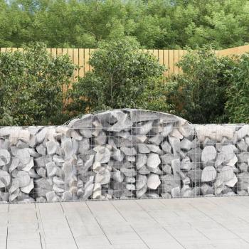Cestas de gaviones 8 uds forma de arco hierro dimensiones 300 x 30 x 40/60 cm, 300 x 30 x 60/80 cm, 300 x 30 x 80/100 cm, color