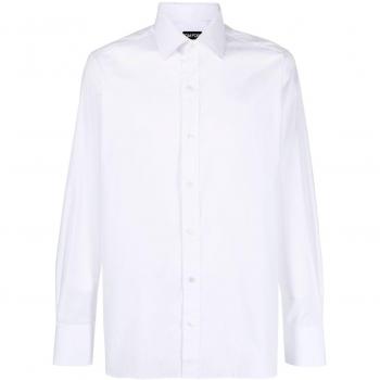 Tom Ford Men's Slim Cotton Shirt in White, Size 42, Poplin Slim Fit, Formal Shirt, Male