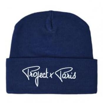 Project X Paris Signature Embroidered Beanie - Night Blue - One Size
