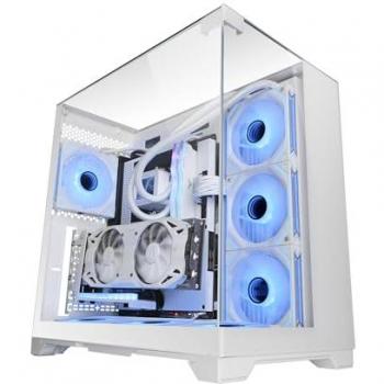 Caja Gaming ATX Mars Gaming MC-Vision Blanca, Triple Cristal Templado Sin Marco, Doble Cámara, Compatible con Refrigeración Líquida