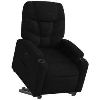 Sillón eléctrico reclinable elevable de tela negro Vidaxl, Silla con respaldo y reposabrazos, asiento ajustable, color negro
