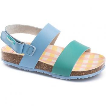 Sandalias abiertas de niña Pablosky en tejido con cierre adherente color azul 423845