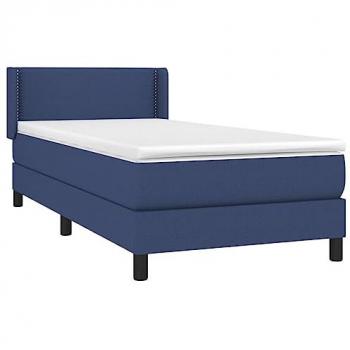 Cama Box Spring con Colchón Azul 100x200 cm en Tela