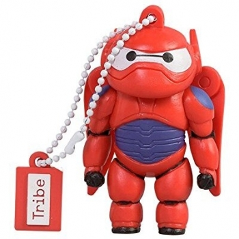 Tribe Disney Big Hero 6 Baymax Armored - Memoria USB 2.0 de 8 GB Pendrive Flash Drive de Goma con Llavero, Color Rojo