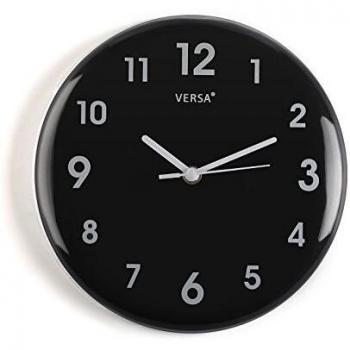 Versa 20900022 Reloj de pared de Cocina Negro, Ø24,5cm diámetro, Plástico