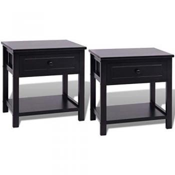 vidaXL Mesita de Noche Madera Paulownia 2 Piezas Negro Medidas: 40 x 29 x 42 cm