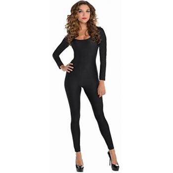 amscan- Black Catsuits for Women, Size Medium/Large-1 pc Traje Negro para Mujer, tamaño Medio/Grande 1 Pieza, Color, M-L