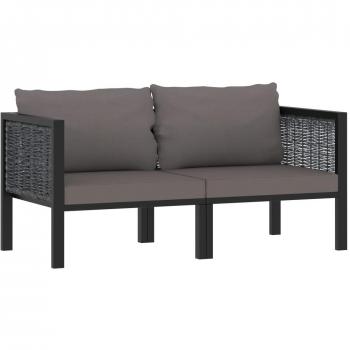 Sofá de 2 plazas con almohadas antracita en Polyrattan