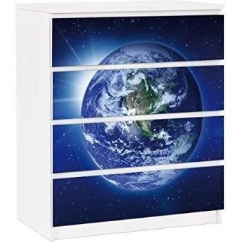 Vinilo adhesivo para muebles IKEA - Malm Dresser 4xDrawers - Mother Earth, Tamaño:4 veces 20cm x 80cm
