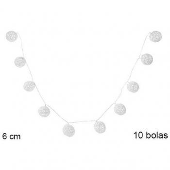 Tira de Luces LED Decorativa 10 Bolas 6cm - Ahorro de Energía, Funciona con 2 pilas AA