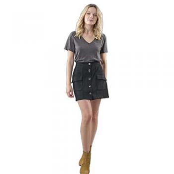 Deeluxe Valentina Women's Black Suede A-Line Skirt