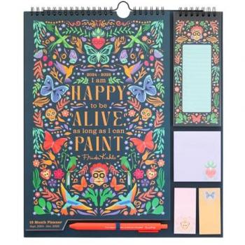 Planificador 2024/2025 Frida Kahlo - Incluye notas adhesivas, pegatinas y bolígrafo, ideal para planificación mensual familiar y organización semanal (16 meses)