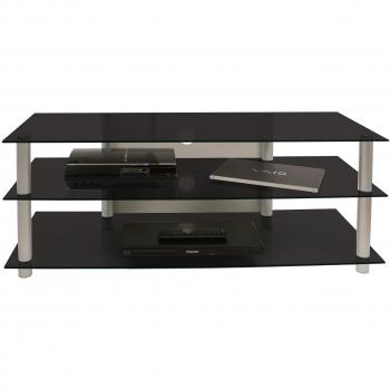 VCM Zumbo 110 - Mueble para TV, color plata y cristal de color negro