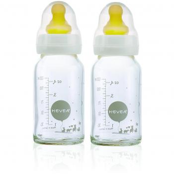 Hevea HE458478 - Pack de 2 biberones, flujo medio