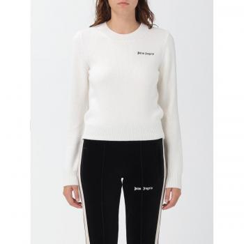 Palm Angels Women's Cropped Nylon Sweater with Logo Embroidery - Size M - White