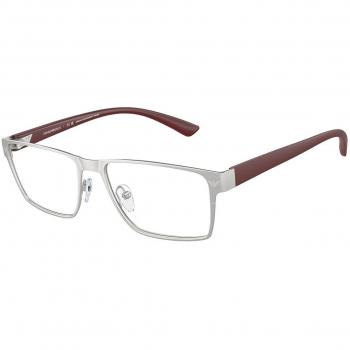 Emporio Armani EA 1157 Eyeglasses - Silver Frame, Square Shape, Size 53, Blue Light Block Available