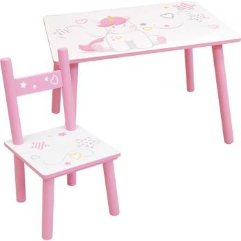 Conjunto de Mesa y Sillas para Niños Fun House UNICORN, incluye mesa y dos sillas, diseño temático de unicornio, fabricado en materiales resistentes y seguros, fácil de limpiar, ideal para actividades creativas y juegos