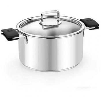 BRA Signature Olla de Acero Inoxidable 20cm con Tapa de Cristal Inducción