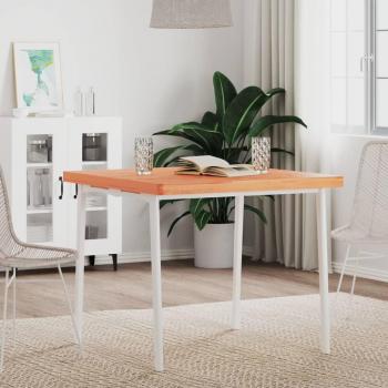 Mesa cuadrada de madera maciza de haya 80x80x4 cm Marrón