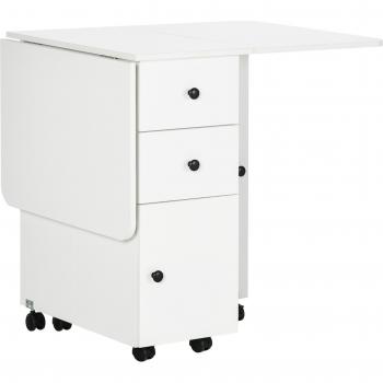 Mesa Plegable con Ruedas y Alas Abatibles