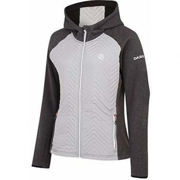 Dare 2b Glorious suéter de Punto para Mujer, con Cremallera, híbrido, Mujer, DWA396 AA814L, Charcoal Grey/Cloudy Grey, 14