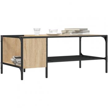 Mesa Centro Estante de Madera Ingeniería 100x51x40 cm en Negro, Roble Sonoma y Roble Ahumado - Mesita de Salón o Comedor Auxiliar Mesa de Café Meuble Salón