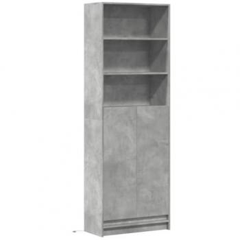Aparador con LED madera ingeniería gris hormigón 69x32,5x200 cm Vidaxl