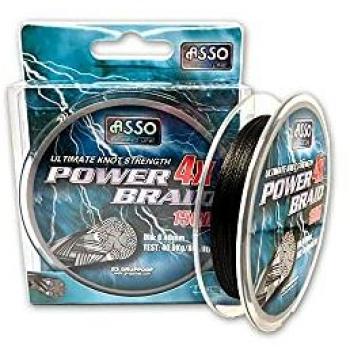 Asso Trenzado Power 4x 150 M Transparente, PE 4X Power Braid - 0,10 mm, bobina de 150 m, color negro