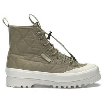 Superga - Botines de senderismo acolchados de nailon para mujer - Modelo 2644 ALPINA QUILTED NYLON - Color gris y verde, talla 39 EU