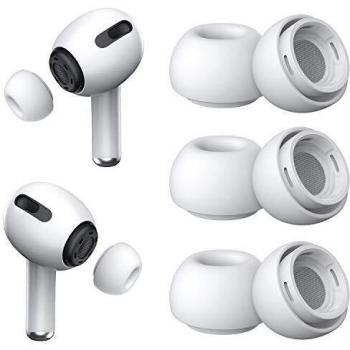 Almohadilla de Repuesto 3 Pares para Airpods Pro con Orificio para ReduccióN de Ruido Y Caja de Almacenamiento PortáTil y se Ajustan Al Estuche de Carga
