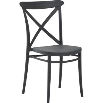 Cross Polypropylene Indoor and Outdoor Side Chair - Dark Grey