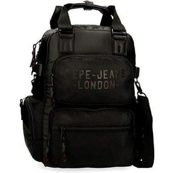 Pepe Jeans Bromley Mochila con bandolera para Portátil 13,3 Negro 28x41x16 cms Poliéster 1.84L
